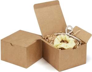 Boîtes cadeaux brunes 5x5x3.5 Boîtes cadeaux en papier kraft avec couvercles pour cadeaux, artisanat, mariage, anniversaire, fête, cupcake - Product Image 1