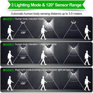 LED solar <b>light</b> <b>sensor</b> <b>light</b> 3-mode <b>light</b> <b>sensor</b> solar wall <b>light</b> IP65 waterproof outdoor courtyard <b>light</b> 5000K daylight 8-10 ho - Product Image 6