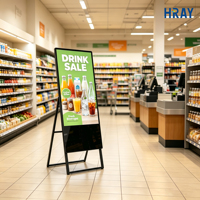 Pantalla Publicitaria Comercial Vertical HRAY de 49 Pulgadas, Ángulo de Visión de 178 Grados, Señalización Digital para Tiendas de Bebidas, Se Aceptan OEM y ODM