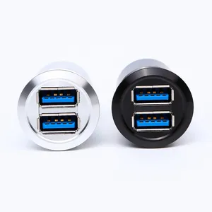 25mm Metal Panel Istall Type USB Connector/USB Socket 2x USB3.0 FEMALE A - FEMALE A