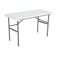 Table pliante moderne en tube d'acier, portable, pour extérieur, rectangulaire, en HDPE, 4 pieds, avec structure en fer, mobilier d'extérieur pour cuisine, atelier, OEM