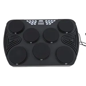 Bateria elétrica recarregável bluetooth midi, kit de tablet portátil com 7 bateria sensível à velocidade