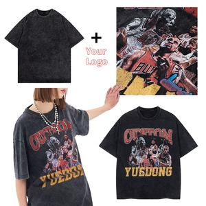 เสื้อยืดผ้าฝ้ายวินเทจสำหรับผู้ชายและผู้หญิงเสื้อยืดผ้าฝ้ายพิมพ์ลายดิจิทัล DTG น้ำหนักมากไม่มีลายแบบกำหนดเอง - Product Image 2