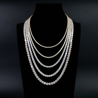 Collier Chaîne Tennis Personnalisé Hommes Femmes 2-6mm en Argent Sterling 925, Sertissage Complet Diamants VVS Certifiés GRA ou Moissanite