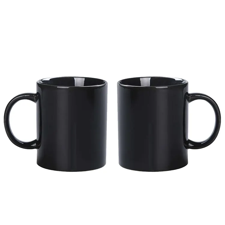 Doğal özel seramik bardak yaratıcı baskı siyah kaplama seramik kahve kupaları süblimasyon