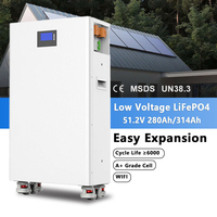 Système de stockage d'énergie solaire domestique 5kWh 10kWh 15kWh avec batterie LiFePO4 51.2V 100Ah-314Ah, indice de protection IP65, communication CAN