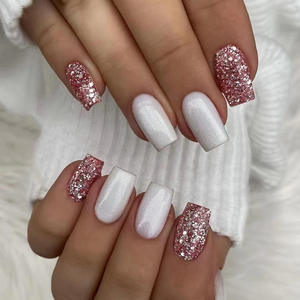 Uñas Postizas Reutilizables de Diseño, Uñas Artificiales de Lujo en Oferta, Uñas Acrílicas <span class=keywords><strong>Cortas</strong></span> Personalizadas con Pegamento para Mujer - Product Image 4