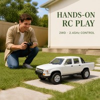 Camioneta RC 1:10 4WD 2.4G, Vehículo Todoterreno Radiocontrolado con Luces LED, Llantas de Repuesto y Batería Recargable
