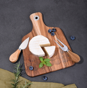 Planche à fromage et ensemble de couteaux en bois d'acacia en gros – Design portable, plateau de découpe en bois naturel avec boîte cadeau – Achat en gros - Product Image 4