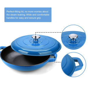 Casserole et marmite de camping rouge de sécurité en fonte émaillée avec revêtement sans plomb - Product Image 3