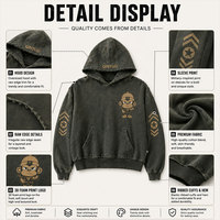 Sweat à capuche surdimensionné personnalisé pour homme, effet délavé, 100% coton épais, coupe courte, streetwear, impression graphique DTG pour homme