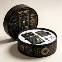 Tube en carton noir de luxe avec estampage doré pour calculatrices scientifiques haut de gamme et kits technologiques, doté d'une conception structurelle haute densité