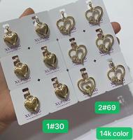 10 Pendentifs Breloques Xuping Plaqué Or 18K et 14K, Sertis de Zircone Cubique, Motifs Croissant, Soleil, Abeille, Éléphant, Insecte, Animal, pour Collier Femme