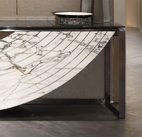 Table console de luxe de grande taille Table d'angle rectangulaire de conception classique en acier inoxydable pour couloir Table décorative de salon