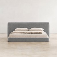 Lit plateforme double en mousse compressée, rembourré en velours, style minimaliste nordique, pour la maison et l'ameublement commercial