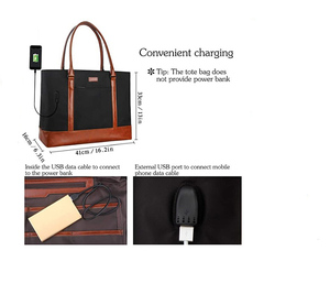 <span class=keywords><strong>Borsa</strong></span> tote per laptop da donna, <span class=keywords><strong>borsa</strong></span> da insegnante con porta USB, <span class=keywords><strong>borsa</strong></span> da lavoro grande, adatta per laptop da 15,6 pollici - Product Image 4