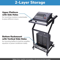Soporte para Mezcladora de DJ Gooermi, Carro Rodante Ajustable de 12U para Montaje en Rack, Equipo Profesional de Audio para Estudio con Ruedas