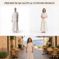 Ensemble deux pièces décontracté en coton pour femme : chemise à col et manches courtes avec poches et jupe longue – Vêtements quotidiens personnalisables OEM, étiquettes suspendues, vente en gros