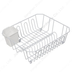 Escurridor de Platos Blanco Cuadrado para Fregadero de Cocina con Soporte para Cuchillos, Tenedores y Palillos, Cesta de Drenaje de Secado Rápido - Product Image 1