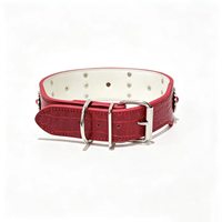 Collier pour chien en cuir PU à clous style western, motif tournesol, réglable, rouge, en cuir PU gaufré croco, avec rivets métalliques, pour animaux de compagnie