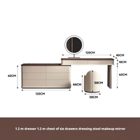 Ensemble Coiffeuse Luxe Moderne pour Chambre à Coucher avec Meuble en Bois, Miroir LED Éclairé et Rangement Pratique