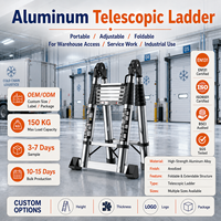 Échelle télescopique multi-positions en aluminium 6063, robuste, pliable, capacité 150 kg, pour entrepôts industriels et maintenance