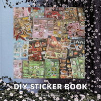 Stiker kartu belakang ponsel DIY gaya antik stiker Film potongan buku kembang api seri koleksi makanan serbaguna Dekorasi Rumah
