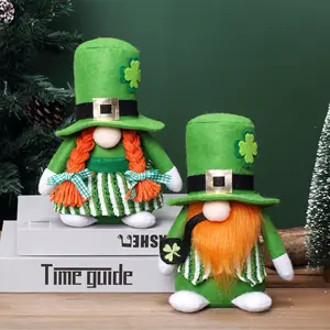 2024 Día de San Patricio Gnomos Decoración Gnomo de felpa con sombrero de trébol de la suerte verde para el día de San Patricio irlandés