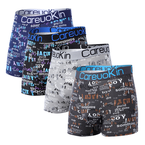 Careuokin Factory Boxer en polyester pour <span class=keywords><strong>homme</strong></span> Super Fat Plus Size <span class=keywords><strong>Fashion</strong></span> Letter Print Mid Rise Flat Waist Boxers - Product Image 1