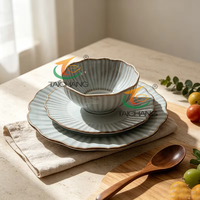 Bol à fruits en céramique réactive, plats de service, bol à soupe, bol personnalisé, vaisselle, bol à légumes empilable, saladier, bol en forme de pétale