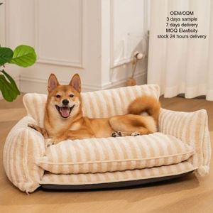 Large <b>Dog</b> <b>Sofa</b> <b>Bed</b> XL Square Striped Fashion Modern Classic Design Removable Washable Lamb Wool All Seasons Comfort <b>for</b> Cats - Product Image 1