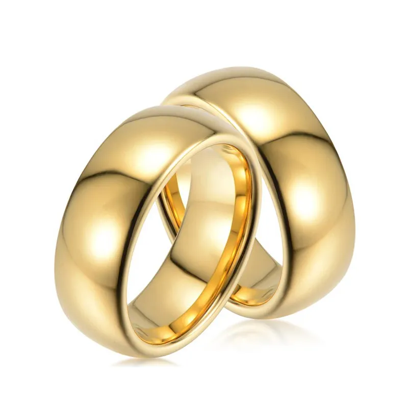 ทังสเตนคาร์ไบด์ 18K Gold แหวนผู้ชายผู้หญิงคนรักงานแต่งงาน Alliance เครื่องประดับชุดเจ้าสาว