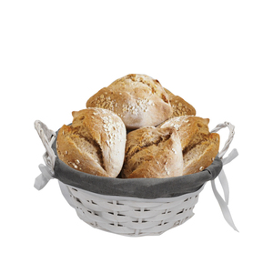 <b>Round</b> White <b>Wicker</b> <b>Basket</b> 23 Cm Diameter With Fabric Lining Storage <b>Basket</b> - Product Image 3