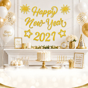 Pancarta <span class=keywords><strong>de</strong></span> Feliz <span class=keywords><strong>Año</strong></span> Nuevo 2027, Decoración Temática para Fiesta <span class=keywords><strong>de</strong></span> <span class=keywords><strong>Año</strong></span> Nuevo, Serpentinas Decorativas Negras y Doradas, Accesorios <span class=keywords><strong>de</strong></span> Decoración para el Hogar, <span class=keywords><strong>Restaurantes</strong></span> y Hoteles - Product Image 5