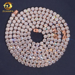 Collana Tennis Hip Hop in Argento 925 Placcato Oro Rosa con Moissanite VVS da 8mm, Stile Bling - Product Image 2