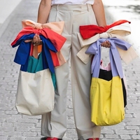 Sac en toile personnalisé avec nœud mignon et logo brodé sur mesure, sac de courses écologique pour cadeau, usage quotidien, prix d'usine en gros