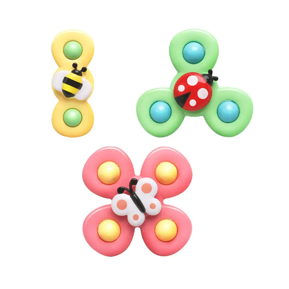 2022 Hot Selling Baby Bath Toys Insect Sucker Kids Bubble Pop Fidget Spinner For Bath Room