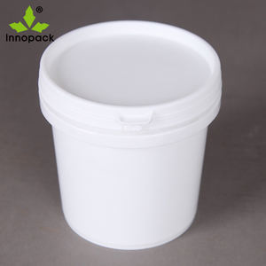 Cubo de plástico blanco de 2 litros con tapa y asa, práctico para pintura, tipo tambor. - Product Image 1