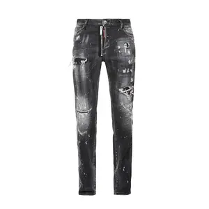 OEM-pantalones vaqueros ajustados para hombre, Jeans elásticos de pierna cónica de alta calidad, color negro, nuevo diseño