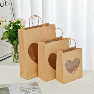 Creative <strong>Simple</strong> Kraft Paper Windowed Gift Bag Handbag for Birthday Shopping and Gift Packaging in Stock - Product Image 6