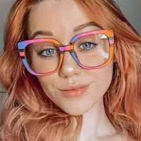 Mode européenne Nouveau Anti-Lumière Bleue Arc-en-ciel Carré Plat Miroir Grand Cadre INS Paquet Lunettes PC Matériel Optique Lunettes