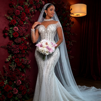 Robe de mariée sirène moderne longue grande taille avec traîne chapelle détachable et décorations en dentelle, fabriquée en Chine pour mariages et occasions spéciales
