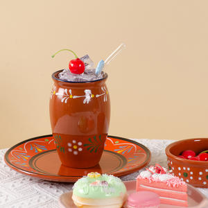 12oz Auténticos Cantaritos Mexicanos Jarritos De <span class=keywords><strong>Barro</strong></span> Bebidas Frías Bebidas Tazas De Arcilla De Cerámica Natural Tazas - Product Image 4