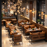 Nouvelle conception de canapé de café avec structure métallique, ensemble complet de tables et chaises pour salon de thé, hôtel, espace de loisirs