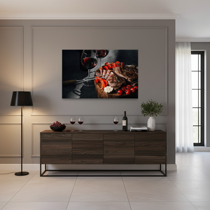 Modern <b>Kitchen</b> Food Wall Art: Wine and Meat Canvas Print,<b>WRAPPED</b> CANVAS - Product Image 3