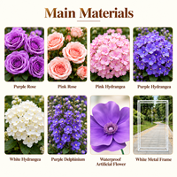 Cadre de toile de fond en fleurs artificielles réalistes en EVA violettes, grande décoration personnalisée pour mariage, cérémonie de remise des diplômes, événement extérieur, photomaton