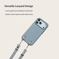 Casing Kulit Nappa Logo Kustom untuk iPhone 17 Series, Model Selempang OEM dengan Tali Lepas Pasang dan Lanyard