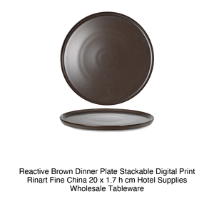 Plato Plano Reactiv Brown Ø 20 cm H 1.7 cm Apilable Porcelana Fina Impresión Digital Rinart - Product Image 2