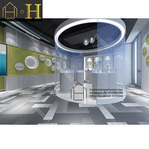 Estación de trabajo de oficina moderna, muebles con forma de <span class=keywords><strong>onda</strong></span>, escaparate, vitrinas de exhibición, centro de llamadas de madera, estación de trabajo con estantes de esquina sh - Product Image 5