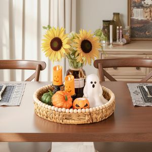 Woven Fruit <b>Basket</b> Round Storage <b>Tray</b> Decorative Halloween Desktop Display Primary Color - Product Image 1